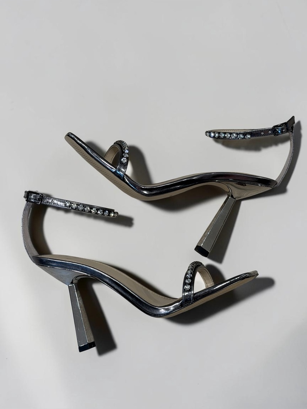 Marc Fisher Metallic Pewter Gem-Embellished Ankle-Strap Sandal - Picture 9 of 15